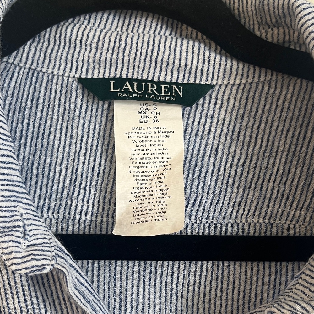 Lauren Ralph Lauren Crushed Cotton Sleeveless Camp Shirt - Size Small - Picture 2 of 6